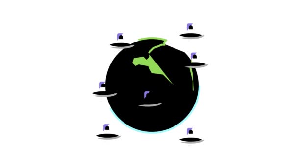 Ufo Guest Visiting color icon animation - Metraje, vídeo