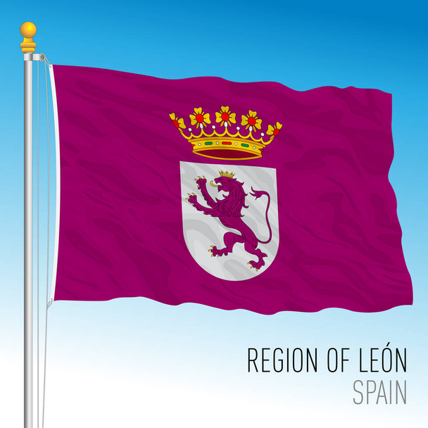 Drapeau régional et historique Léon, Royaume d'Espagne, Union européenne - Vecteur, image