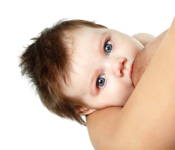 Cute infant breasting face - Фото, изображение
