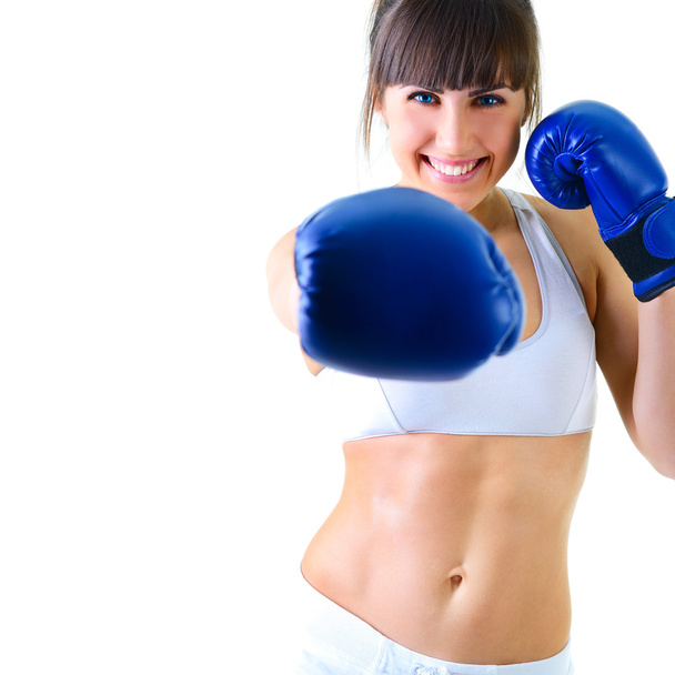Woman in boxing gloves - Фото, изображение