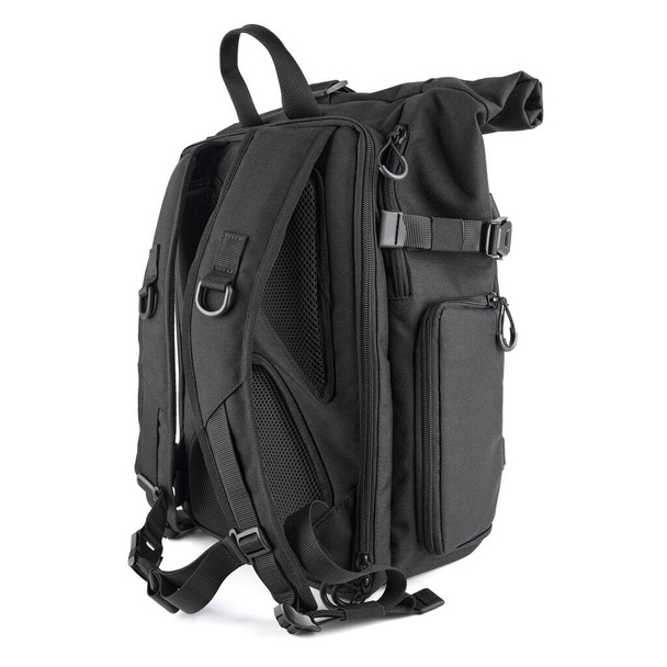 Black laptop backpack unisex accessories. Backpack isolated on White Background. Men's bag. - Photo, Image