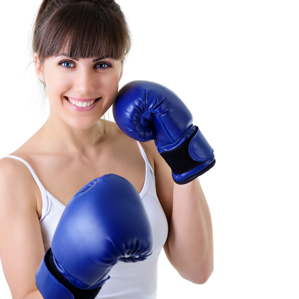 Woman in boxing gloves - Fotoğraf, Görsel