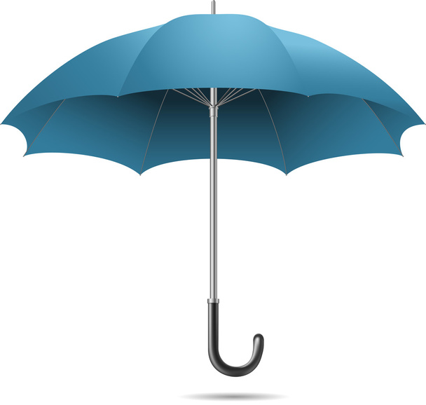 Open blue umbrella on white background - Vector, afbeelding