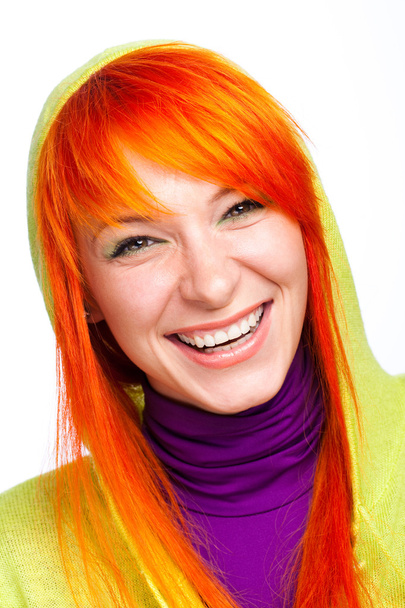 Happy smiling red hair woman with healthy teeth - Φωτογραφία, εικόνα