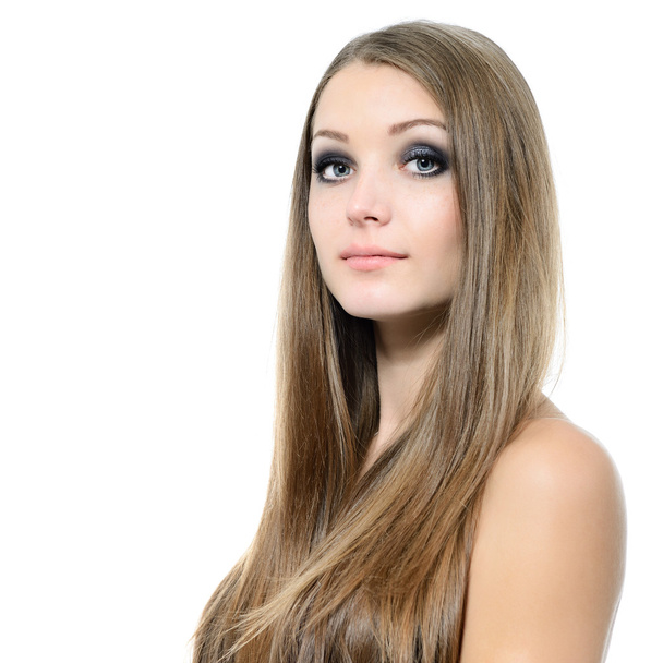 Woman portrait with long fair hair - Foto, Imagem