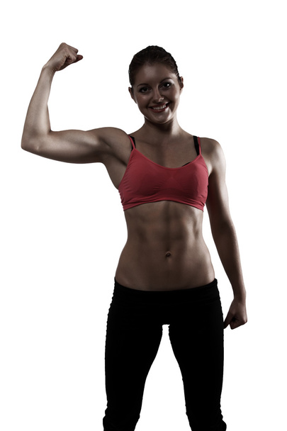 Sport woman show biceps - Φωτογραφία, εικόνα