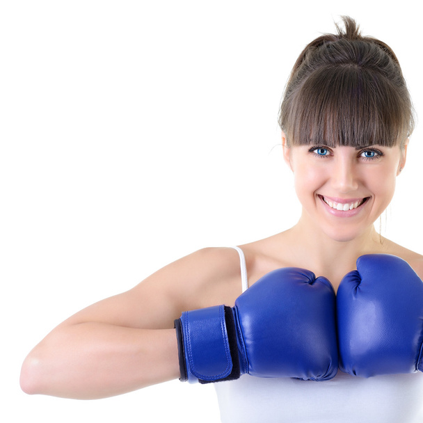Woman in boxing gloves - 写真・画像