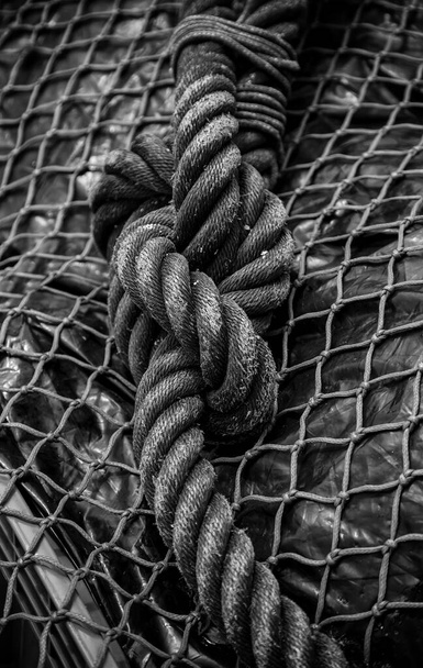 Oude visnetten, gereedschap voor de visserij, zeevoedsel - Foto, afbeelding