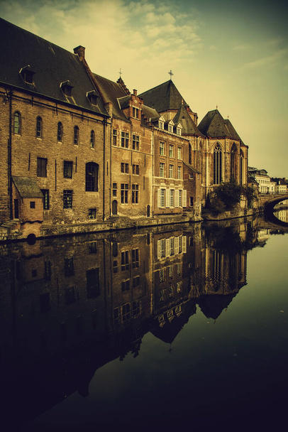 Old canal of the city of Ghent, detail of tourism, Europe - Photo, Image