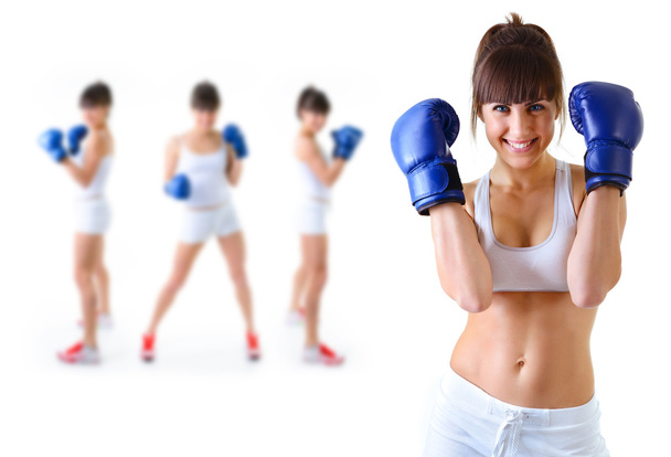 Woman in boxing gloves - Фото, зображення