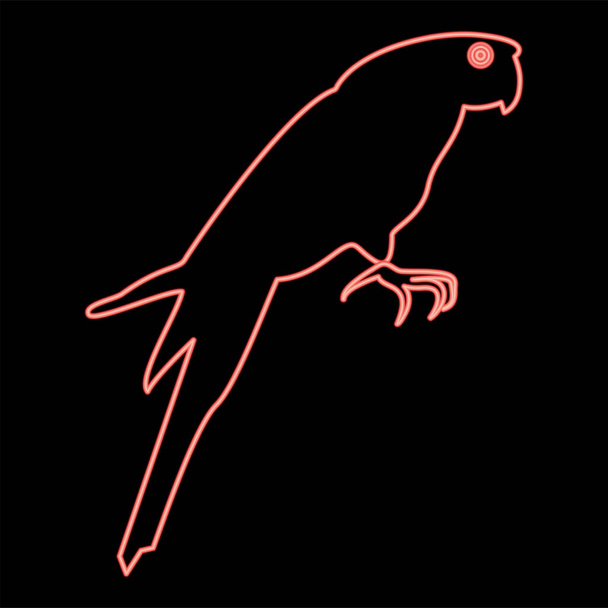 Neon papuga czerwony kolor wektor ilustracja płaski styl światło obraz - Wektor, obraz