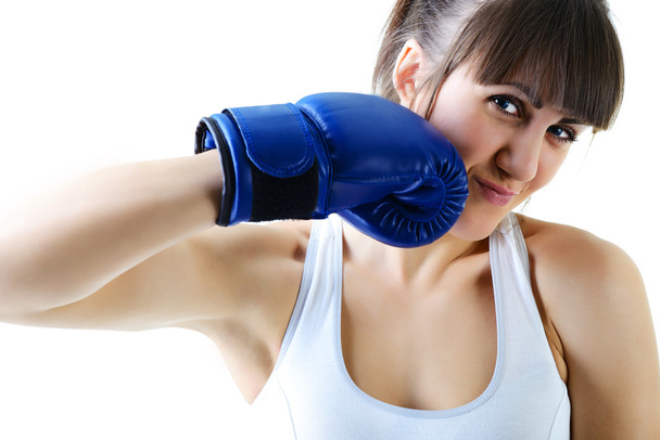 Woman in boxing gloves - Foto, afbeelding