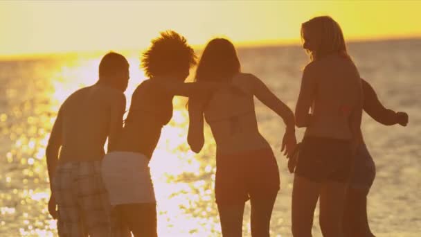 młodych ludzi, zabawy na plaży - Materiał filmowy, wideo