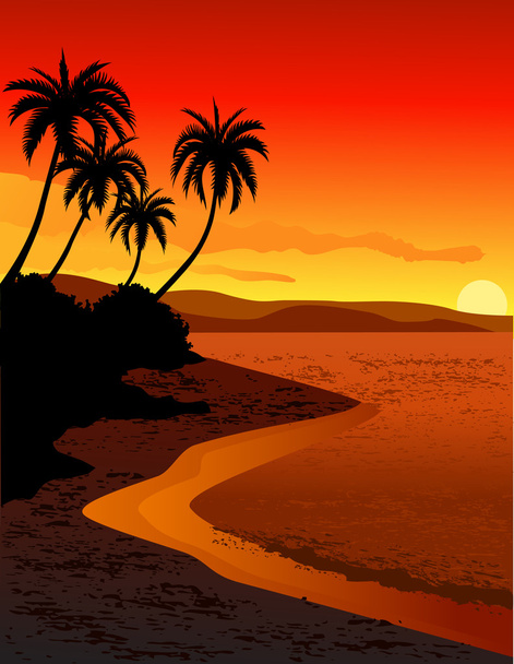 熱帯ビーチの背景 - ベクター画像