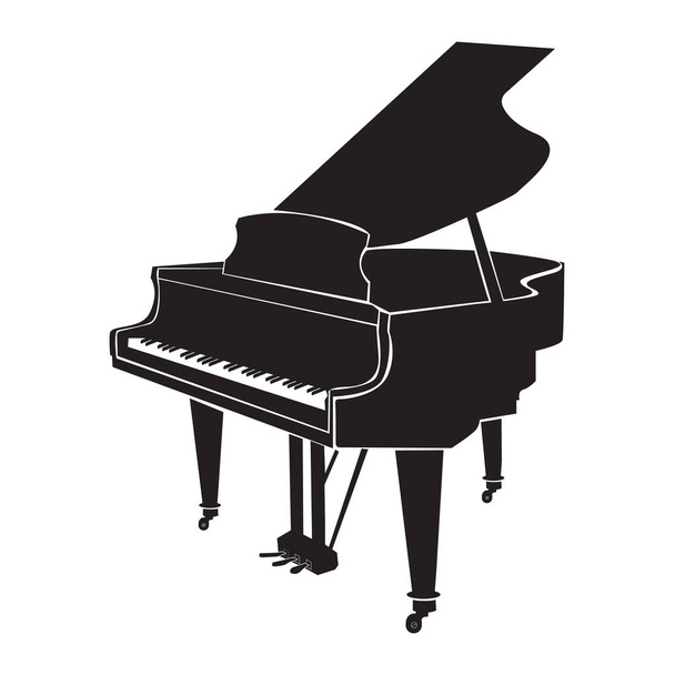 Grand piano on white background. Grand piano symbol. Classical music sign. Music concept logo. flat style. - Vettoriali, immagini