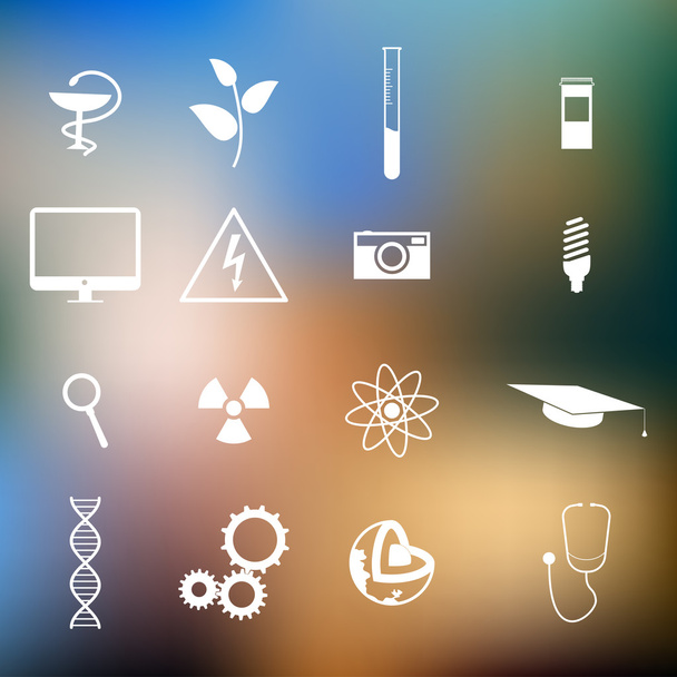 White science icons set - Vector, Image