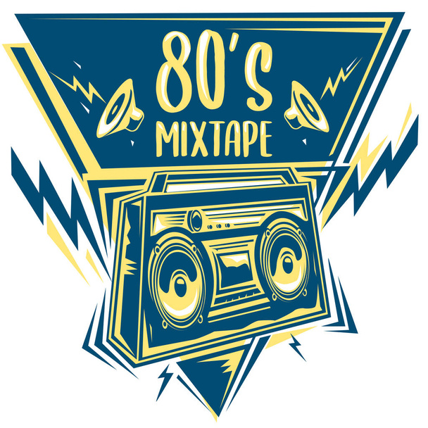 80s mixtape - music boombox design - Vettoriali, immagini
