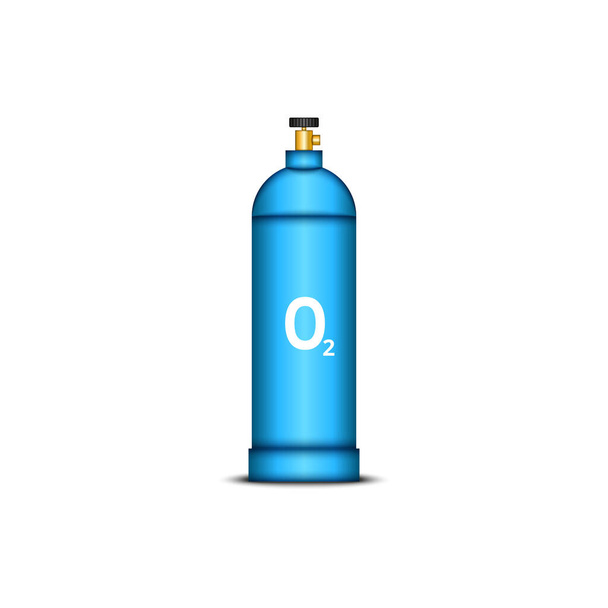 3d azul oxigênio cilindro O2 isolado no fundo branco, realista vetor clip arte ilustração. - Vetor, Imagem