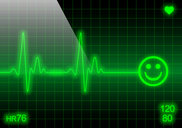 Veselý obličej na zelené srdeční frekvence monitoru - Fotografie, Obrázek
