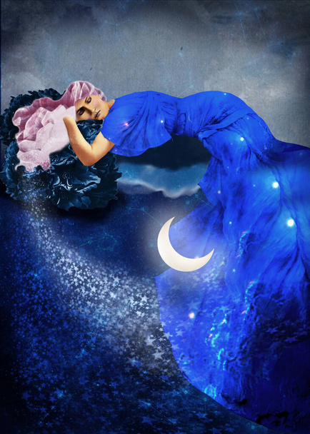 Taivaallinen nukkuu tähtitaivaalla - Valokuva, kuva