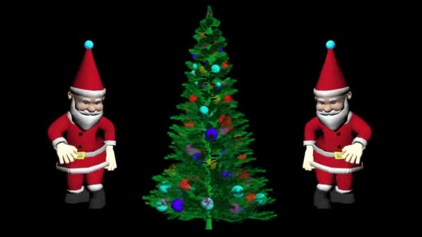 Weihnachtsmann tanzt. Weihnachtsbaum.Weihnachtsmann Weihnachten 3D-Animation. Der Weihnachtsmann tanzt. Weihnachtszeichentrickfilm. Animierte Weihnachtsmänner. Frohe Weihnachten. Fröhliche Weihnachtsanimation. - Filmmaterial, Video