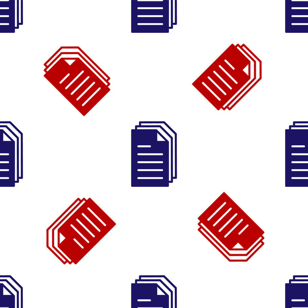 Kék és piros Fájl dokumentum ikon elszigetelt zökkenőmentes minta fehér háttér. Ellenőrző lista ikon. Üzleti koncepció. Vektor - Vektor, kép