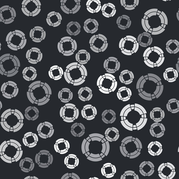 Grey Business lifebuoy ícone isolado padrão sem costura no fundo preto. Resgate, crise, apoio, equipe, parceria, falência, conceito de negócio. Vetor - Vetor, Imagem