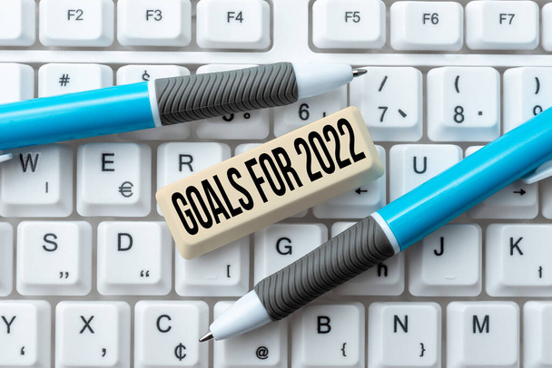 Inspiration showing sign Goals For 2022. Business idea object of persons ambition or effort aim or desired result Editing Internet Files, Filtering Online Forums, Web Research Ideas - Photo, Image