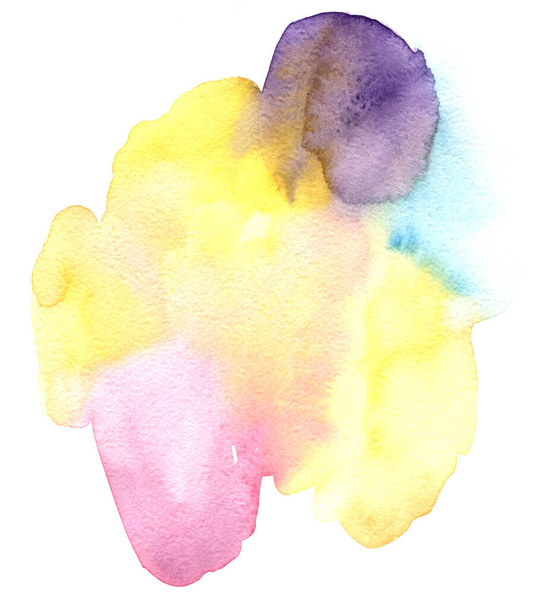 Watercolor background with blue, pink, yellow and violet stains - Photo, image