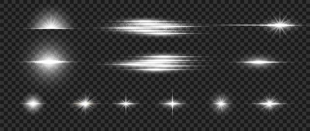Flare light effects. Glowing star set. Vector optical lens flare light effect - Vector, Image