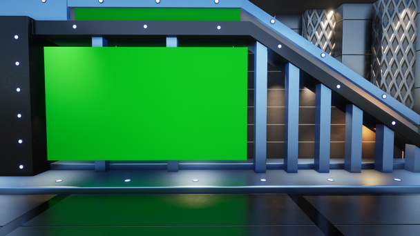 Tło dla programów telewizyjnych .TV On Wall.3D Virtual News Studio Tło, renderowanie 3d - Zdjęcie, obraz