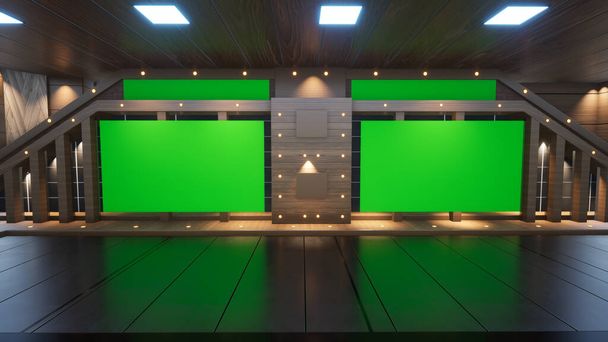 3D Wall3D Sanal Haber Stüdyosu Arkaplanı 'ndaki TV programları için zemin - Fotoğraf, Görsel