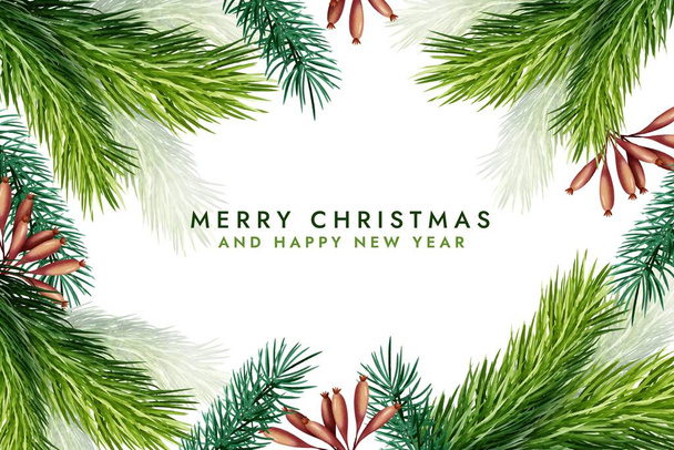 watercolor christmas tree branches background vector design illustration - Vector, Image