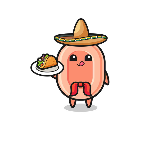 szappan Mexikói séf kabala kezében egy taco, aranyos design - Vektor, kép