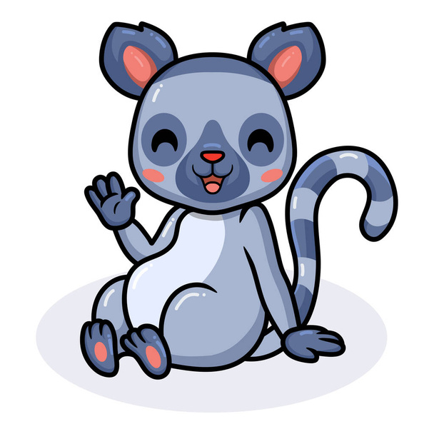 Illustration vectorielle de mignon petit lémurien dessin animé assis - Vecteur, image