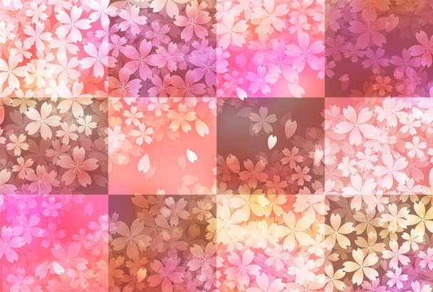 Kiraz Çiçeği Yeni Yıl Kart Japon desenli geçmişi  - Vektör, Görsel