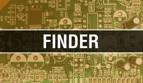 Finder κείμενο γραμμένο σε Circuit Διοικητικό Συμβούλιο Ηλεκτρονική αφηρημένη τεχνολογία υπόβαθρο του προγραμματιστή λογισμικού και σενάριο υπολογιστή. Finder έννοια των ολοκληρωμένων κυκλωμάτων. Finder ολοκληρωμένο κύκλωμα - Φωτογραφία, εικόνα