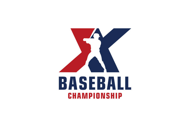 Літера X з дизайном логотипу бейсболу. Векторний дизайн елементи шаблону для спортивної команди або корпоративної
. - Вектор, зображення