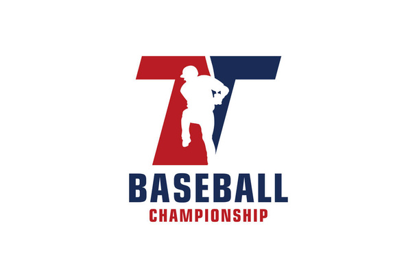Літера T з дизайном логотипу бейсболу. Векторний дизайн елементи шаблону для спортивної команди або корпоративної
. - Вектор, зображення