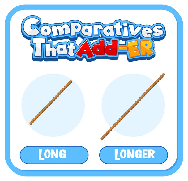 Adjetivos comparativos para ilustração longa de palavras - Vetor, Imagem
