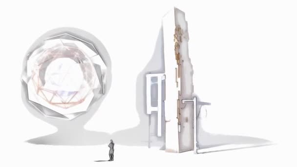 animace čisté futuristické mimozemské sci fi fantasy krajiny v komiksovém stylu, polotónu, textuře a obrazcích - 3d rendering - Záběry, video