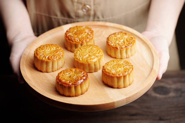 Tray with Beautiful Mooncakes - Photo, Image