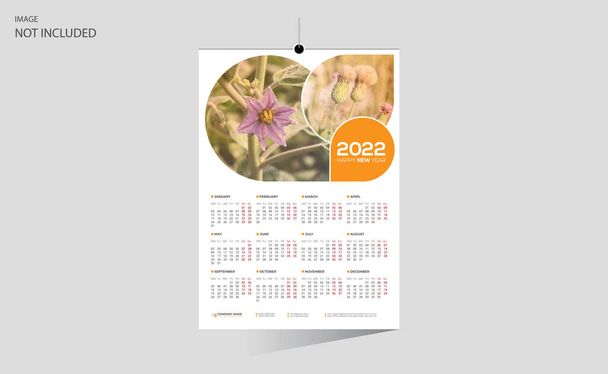 arancio colorato 12 mesi 2022 disegno del calendario vettoriale della parete per qualsiasi tipo di utilizzo - Vettoriali, immagini