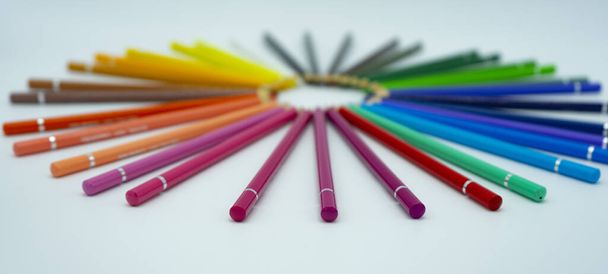 A closeup shot of colorful drawing pencils - Foto, imagen