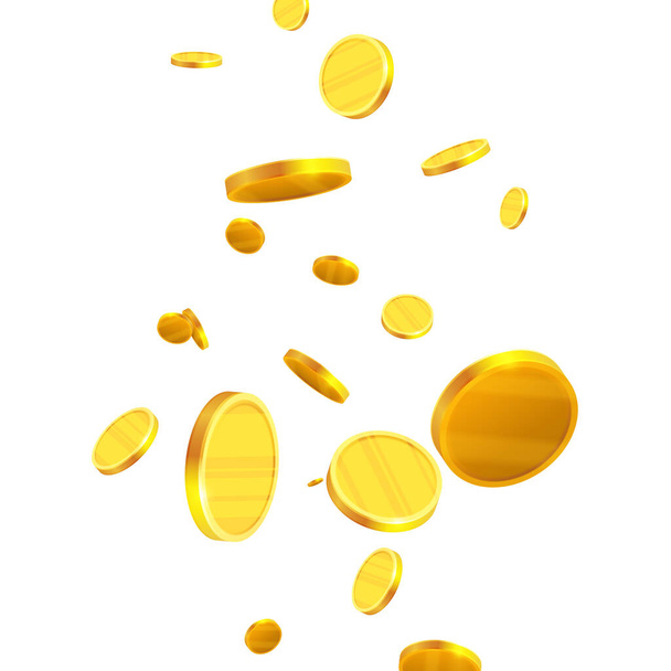 Gold coins falling, realistic illustration. Graphic concept for your design - ベクター画像