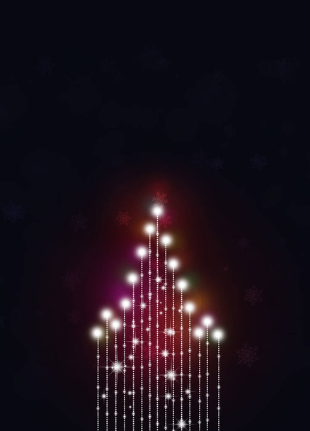 feriado xmas luzes multicoloridas. árvore de natal abstrata no fundo escuro - Foto, Imagem