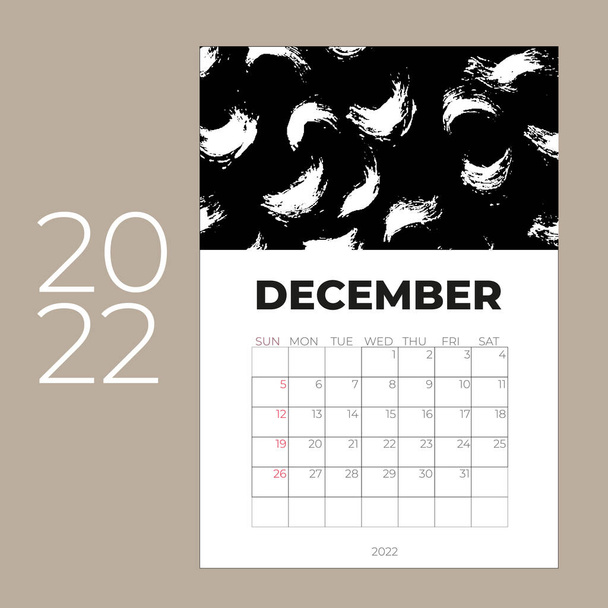 Desk calender 2022, December month template, Calendar 2022 template, planner, simple,  - Vector, Image