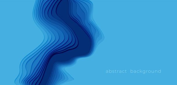Cut out paper design style Blue abstract background. Blue papercut background for presentation, cover, banner, website template. Vector illustration - Vector, Image