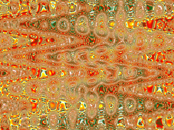 κόκκινες, κίτρινες και πράσινες αφηρημένες φράκταλ γραμμές και κύματα - Φωτογραφία, εικόνα