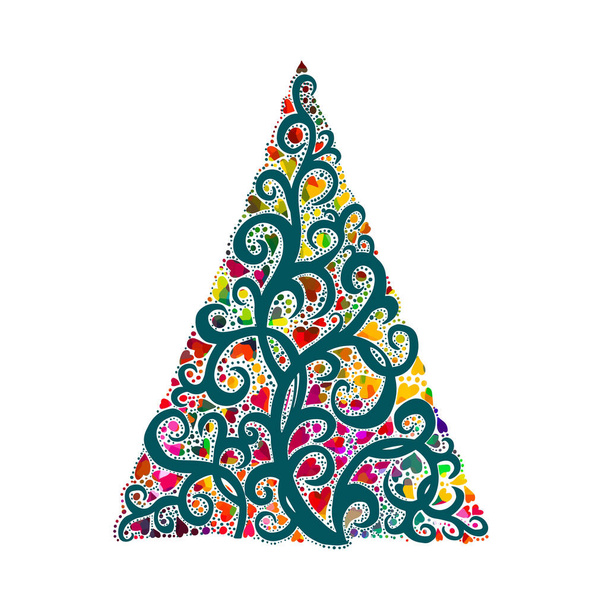 Abstract beautiful Christmas tree. flat spruce. Vector illustration - Vektör, Görsel